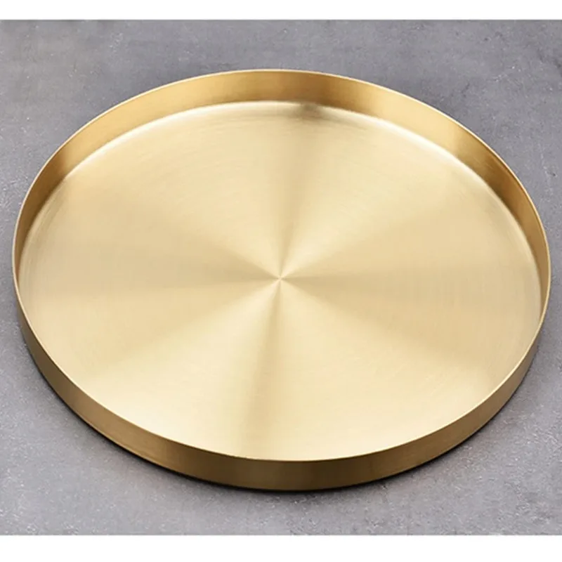 Küche Edelstahl Ablage Dekorative Tabletts Organizer Schmuck Anzeige Platte Runde bilden Gold Tablett Küche Lagerung