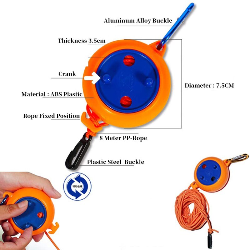 8m Retractable Clothesline Portable Windproof Clothes Dry Line Hanging Clothing Rack Rope Outdoor Travel Hotel Clothes Line Box