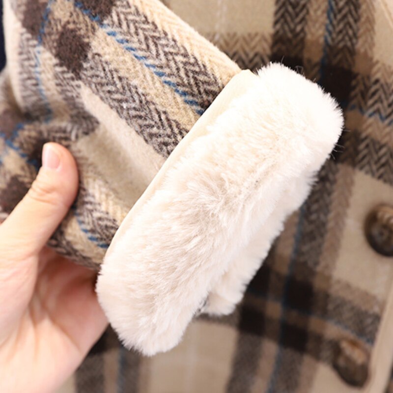 2021 inverno nuovi ragazzi e ragazze moda interna in pile plaid cappotti bambini spessi caldi giacche di lana casual