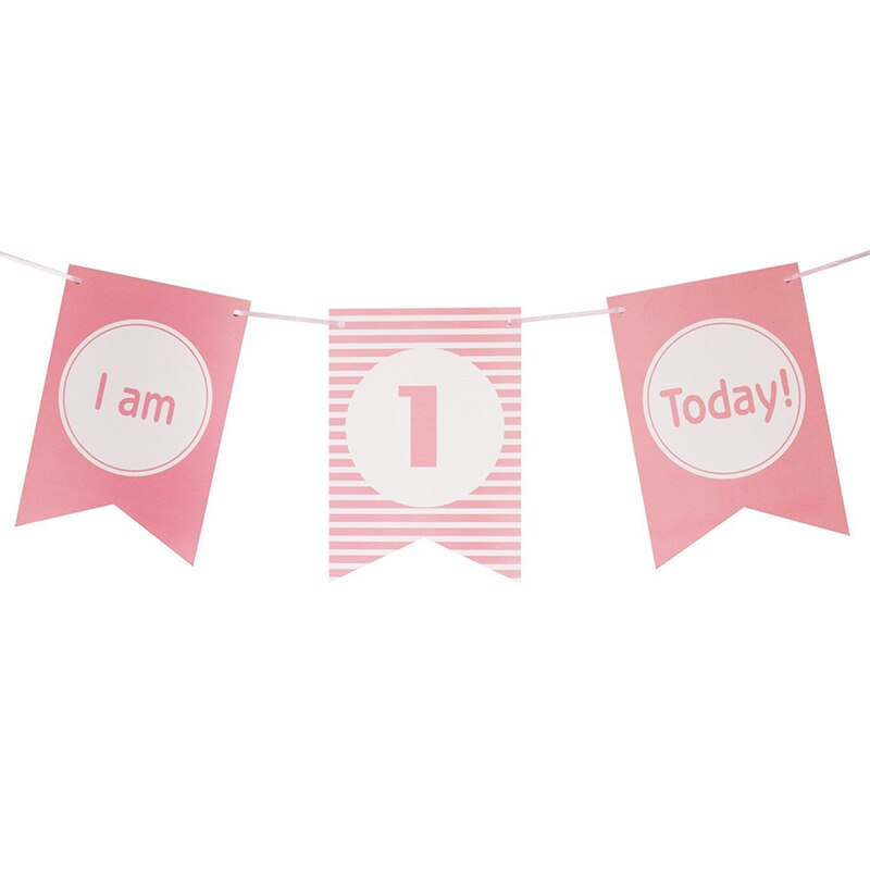 1 Set I am 1 Today Banner Paper Lovely 1st Birthday Bunting One Year Old Baby Boys Girls the First Birthday Photo Props Garlands