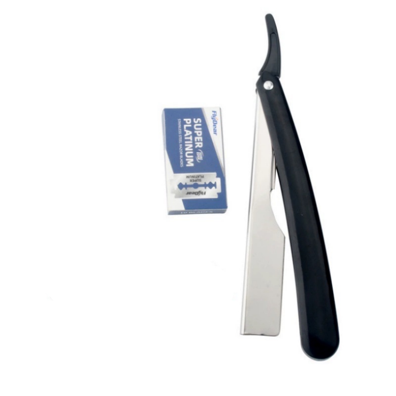 Barber Straight Edge Razor with 10 Blades Men's Manual Shaver Salon Razor: black