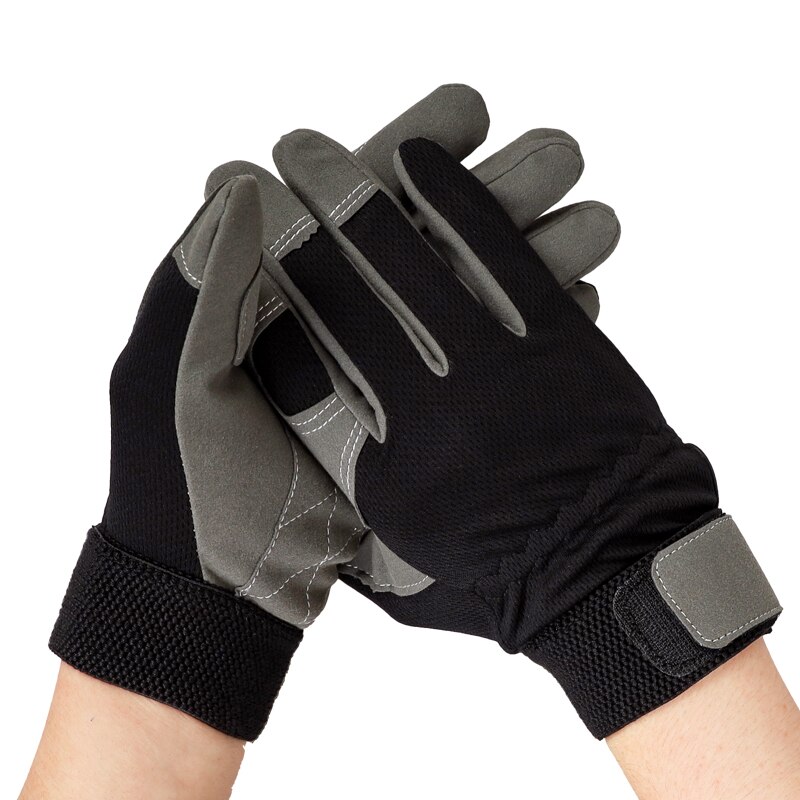 QIANGLEAF Mikrofaser Arbeit Handschuhe draussen Bauernhof Reiten Sport Sommer Atmungs Schwarz Hand Sicherheit Schutz Handschuh 6490
