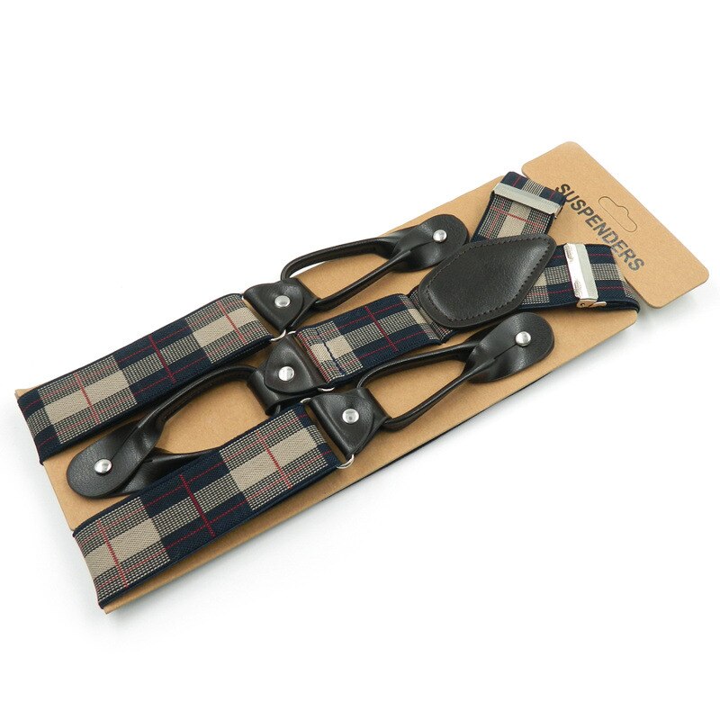 Bretelles Vintage en cuir pour hommes, avec bouton taillé, bout en Y, dos en Y, réglable, élastique, chemise et pantalon, bretelles, pour hommes: B