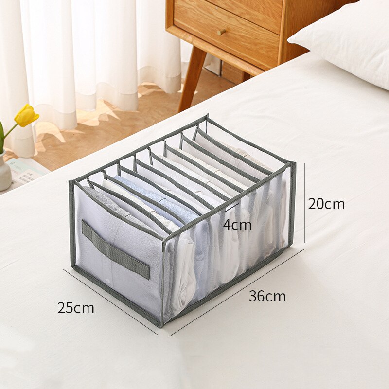 Foldable Cloth Organizer Closet Drawer Organizer With Divider Jeans Leggings Underwear Socks Storage Box Wardrobe Pants Storage: Grey Jeans 9 Grid