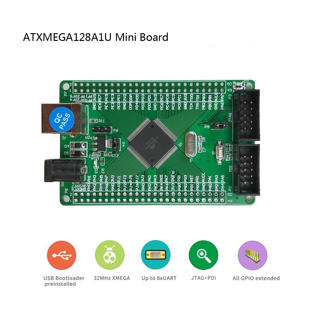 Atmel atxmega 128 a 1u minikort , 12 bit adc dac ,... – Grandado