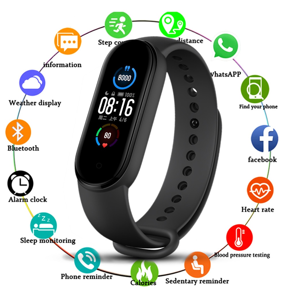 Reloj inteligente M5 para Xiaomi, pulsera resistente al agua IP67, con rastreador de presión arterial y Fitness