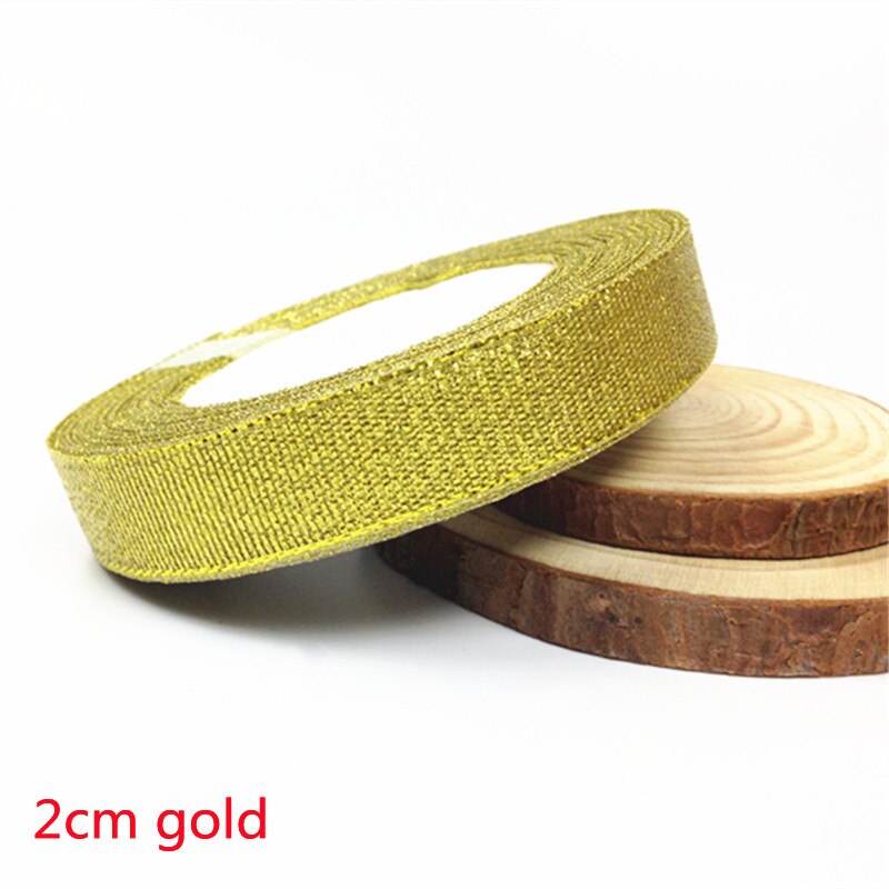 25 Yards 6-50Mm Zilver Goud Zijde Satijn Organza Lint Bruiloft Decoratie Cake Diy Kerst Handwerk Accessoires tapes: 20mm Gold