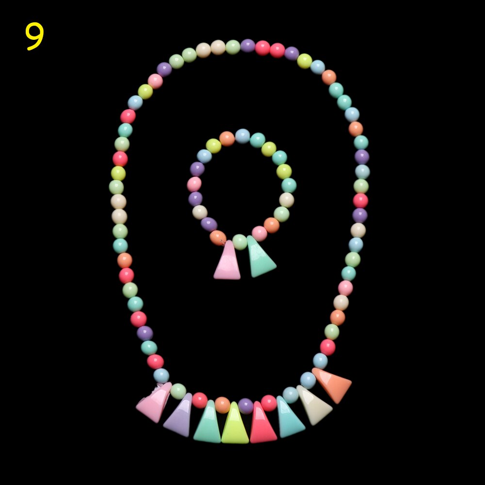 1 Set Prinses Meisje Ketting + Armband Kralen Speelgoed Vlinders Bloemen Baby Handgemaakte Ketting Kinderen Verjaardag Accessoires