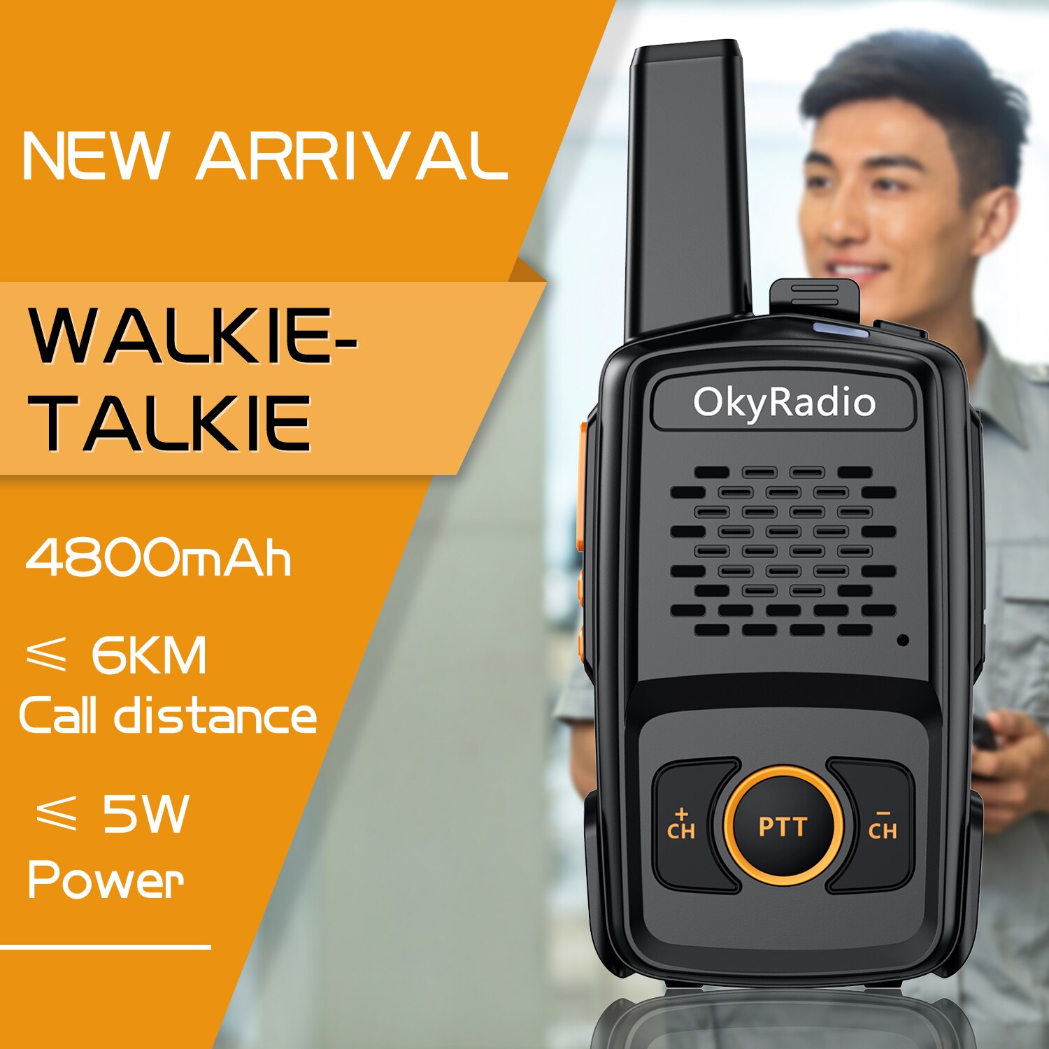 Walkie-talkie portátil, dispositivo resistente al agua, 5w, 6km, llamada, 4800mAh, en tiempo Real,