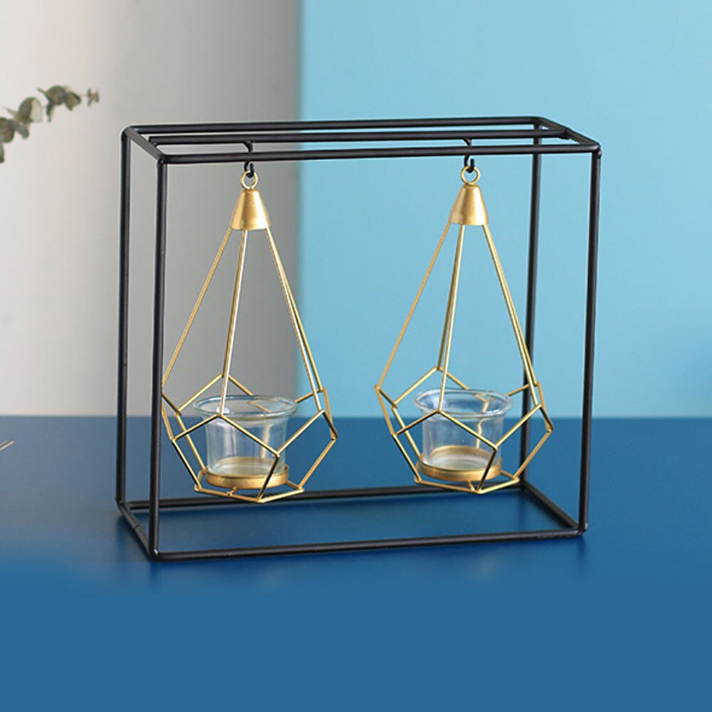 Scandinavische stijl geometrische gouden glazen ijzeren kaarsenhouder kandelaar voor kopjes kaarsen thuis bruiloft decoratie accessoires