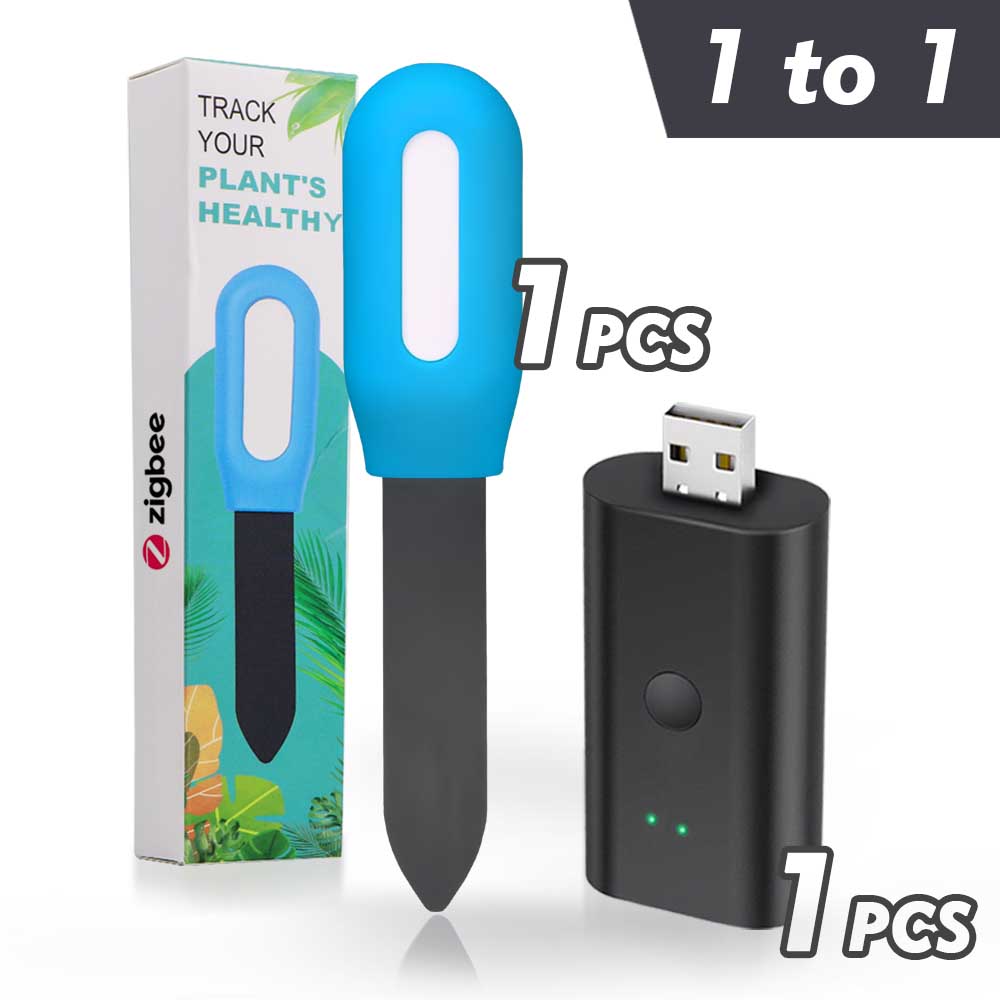 Zigbee Soil Sensor with Gateway Kit Real-Time Soil Moisture & Air Temperature Monitor for Greenhouse Garden Lawns Plants Tester: Red