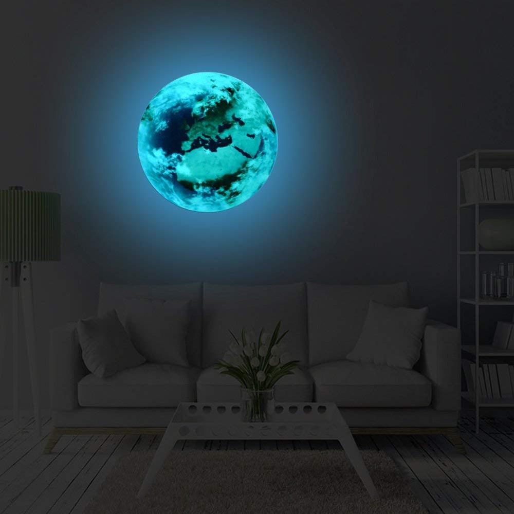 1PCS Luminous blue earth Cartoon DIY 3d Wall Stickers for kids rooms bedroom wall sticker Home decor Living Room