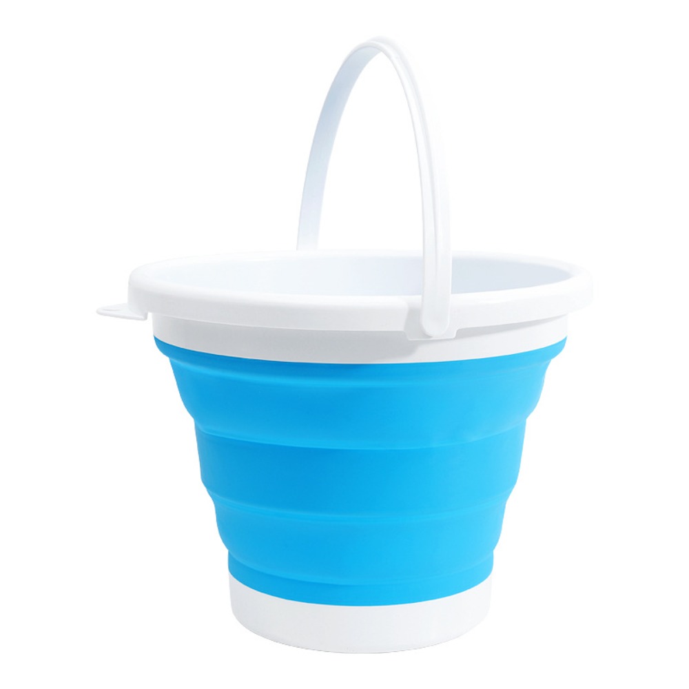 5/10L Portable Folding Bucket Water Storage Lightweight Thickened Silicone Bucket Multifunctional Save Space Kitchen Camp Bucket: black