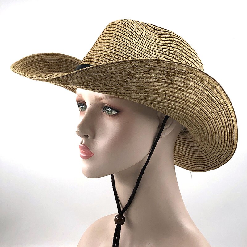 Panama hat men jazz hat summer sun hats for women man beach stråhat til mænd uv protection cap chapeau femme: Khaki