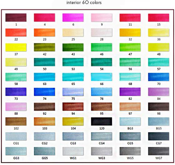 30/40/60 Colors Graphic Marker Pen Set Sketch Art Markers Double Headed Color Art Pens Paiting Pen with 4/5: interior 60 colors