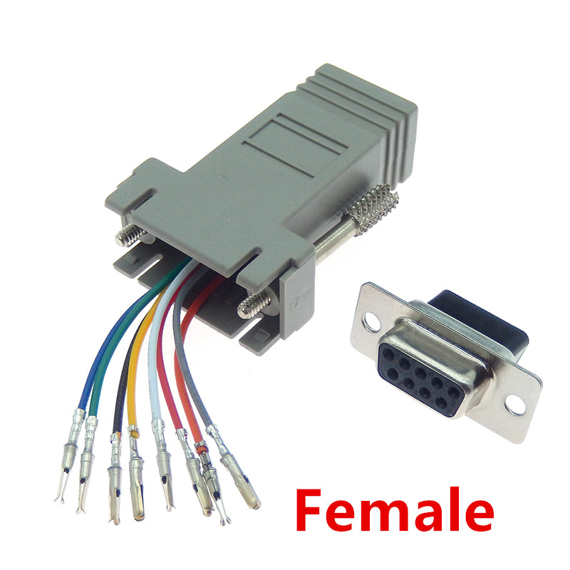 1 Stuks Db9 Vrouwelijke/Mannelijke Db9 Naar Rj45 Adapter Connector Rs232 Modulaire Cab-9as-fdte Naar Rj45 Db9 Voor Computer: Donkergrijs