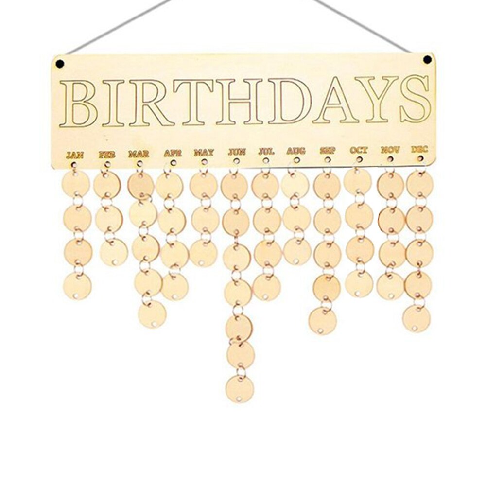 Chritsmas Birthday Special Days Reminder Board Home Hanging Decor Wooden Calendar Board Hanging Ornament Year Decoration: Light Yellow