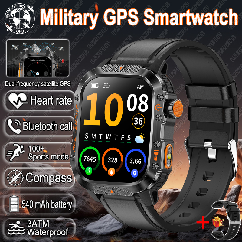 Para xiaomi militar esportes ao ar livre gps relógio inteligente men3atm à prova dwaterproof água bússola embutido gps freqüência cardíaca bluetooth chamada smartwatch: YELLOW