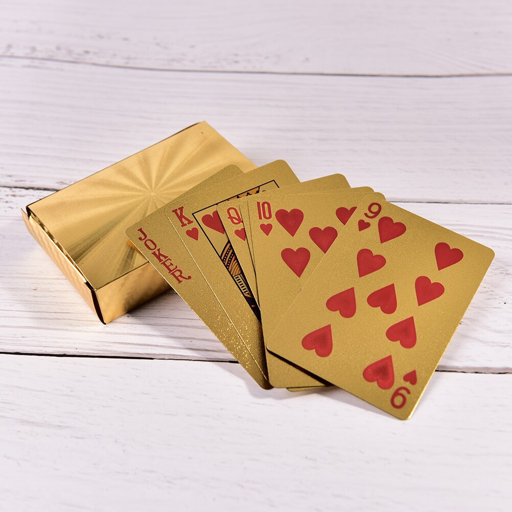 1 Set High-grade Gold Foil Plated Poker Card Family Meet Games Gold Foil Playing Cards Texas Hold'em Poker Funny