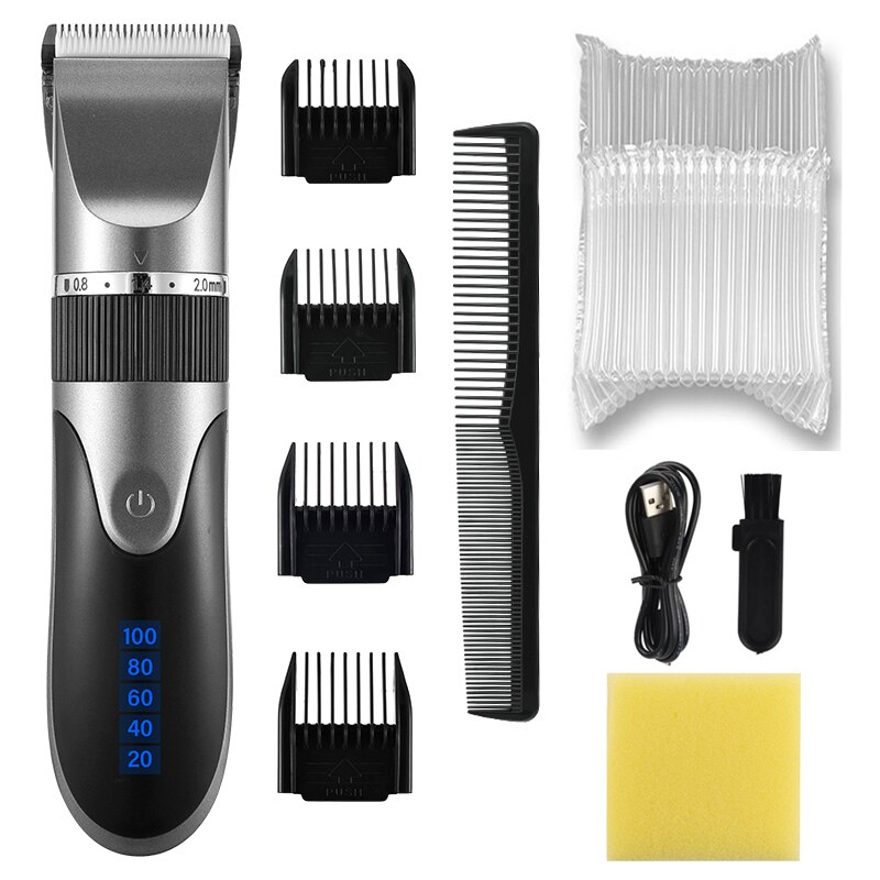 HIENA Hair Clipper Electric Hair Trimmer Digital Rechargeable Hair Clipper for Men Hair Cutting Machine Low Noise: Grey withoutbox
