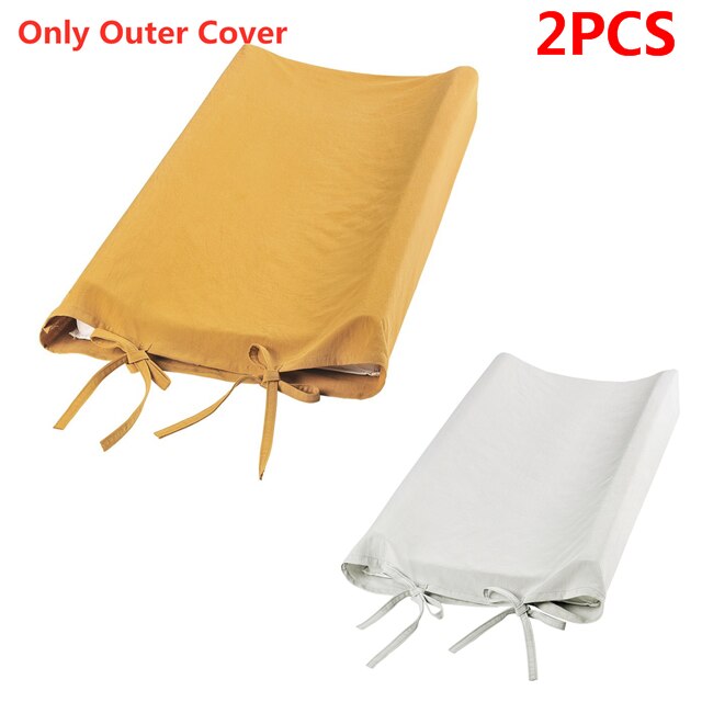 2PCS Baby Changing Table Pad Cover Breathable Infant Changing Board Mat Cover Baby Nursery Supplies For Baby Bebes Diapers Pad: Yellow Gray