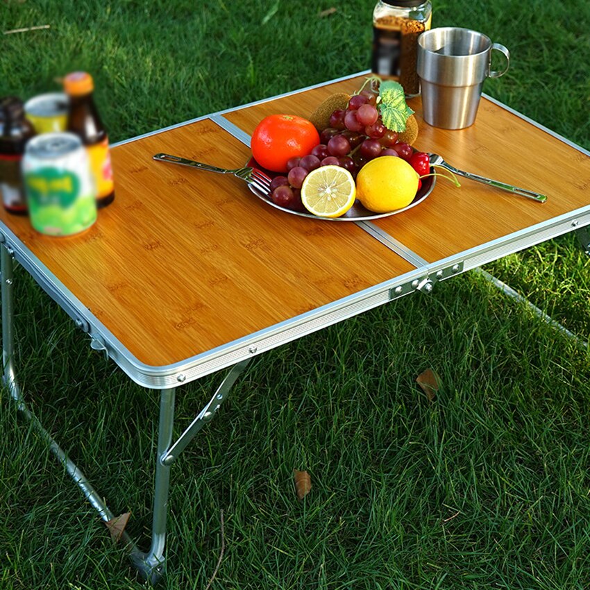 Camping Tisch Faltbare Aluminium Bambus Camping Tisch Leichte drinnen draussen Picknick Tisch Tragbare Mehrzweck Laptop Schreibtisch