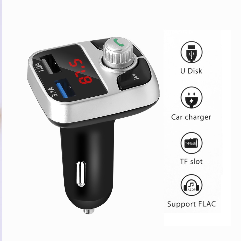 Bluetooth FM Transmitter Car Kit Dual USB Aux Modulator Handsfree Car MP3 Player 3.1A Car Charge Adapter U disk TF music play