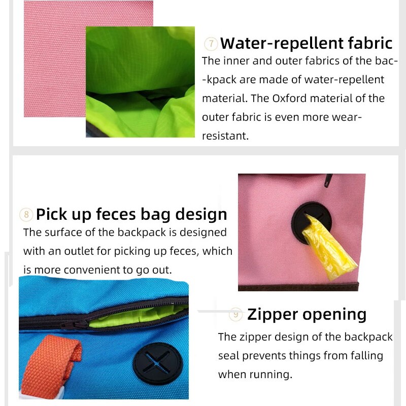 Outdoor Medium Small Dog Backpack Harness Carrier School Bag With Poop Bag For French Bulldog Terrier Bichon Carrying With Leash