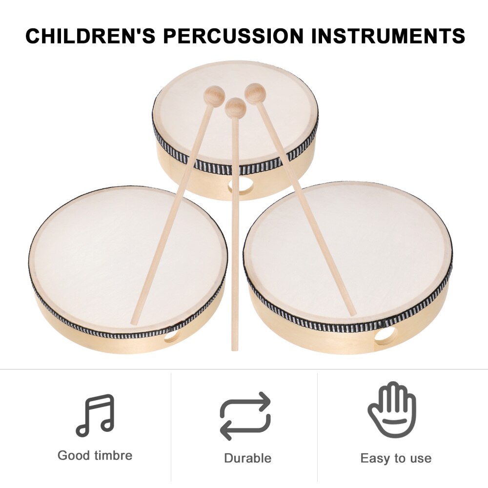 6Pcs Hand Drum Set Kids Houten Frame Drums Percuss... Grandado