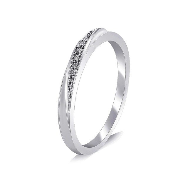 Eenvoudige Zirconia Liefhebbers Rose Gold Wedding Ring Sieraden In Full Size: 10 / H2