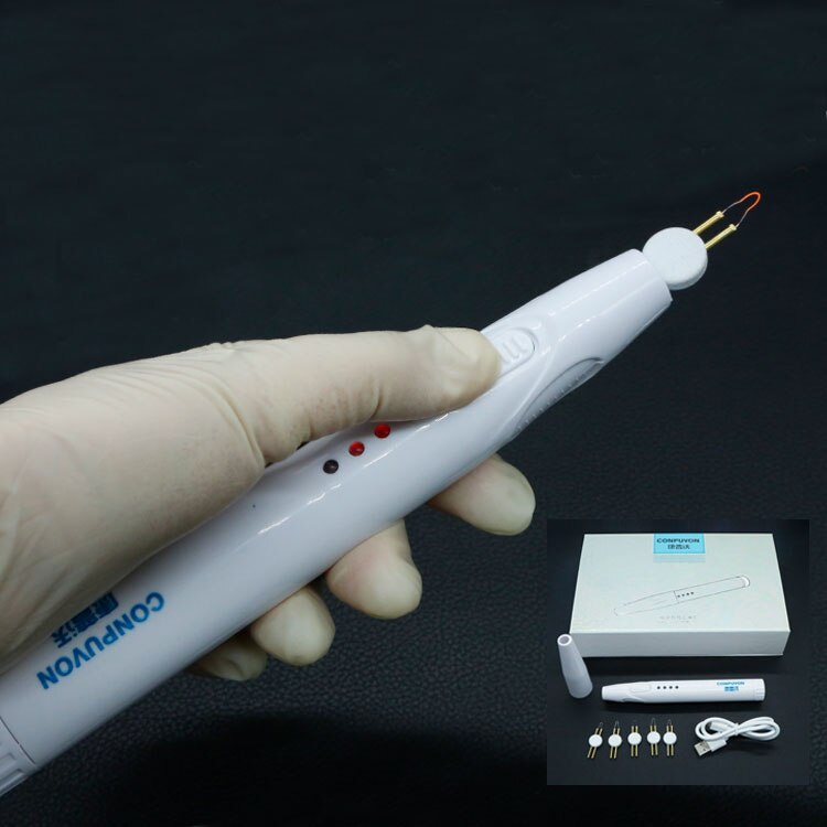 Electrocoagulation hemostatic device, coagulation pen, cosmetic plastic cautery device, rechargeable pen head, adjustable power: Brushed Chrome