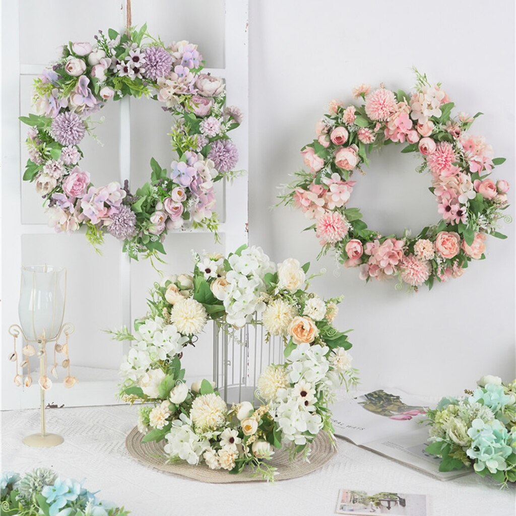 Wreath Flowers Artificial Rose Flower ,Door Wreaths Outdoor,Wreath Spring Summer