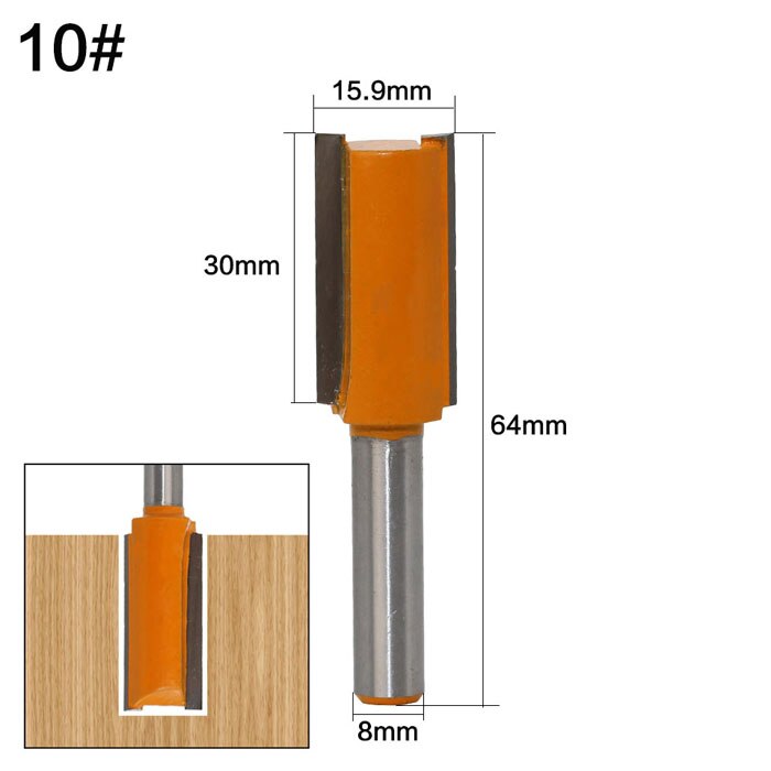 1pc 8mm Shank Straight Long Blade Flush Trim Wood Router Bit Industrial Grade Two Flute Woodworking Milling Cutter: NO 10