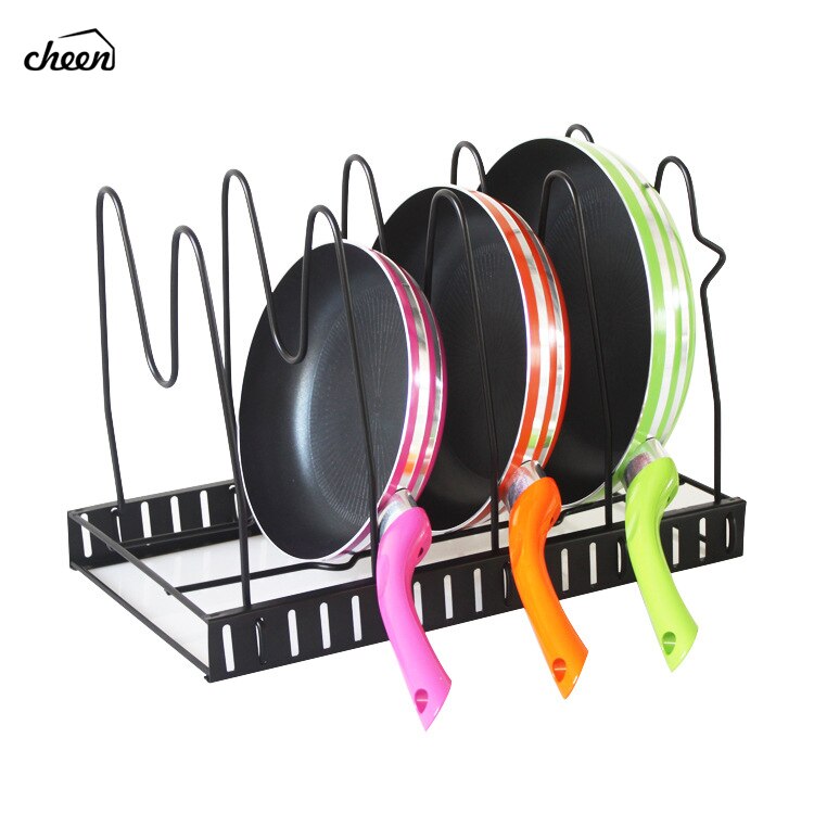 Pan arrangør gryde rack låg holder kogegrej indehavere justerbare tunge skab pantry køkkenudstyr til køkken husholderske
