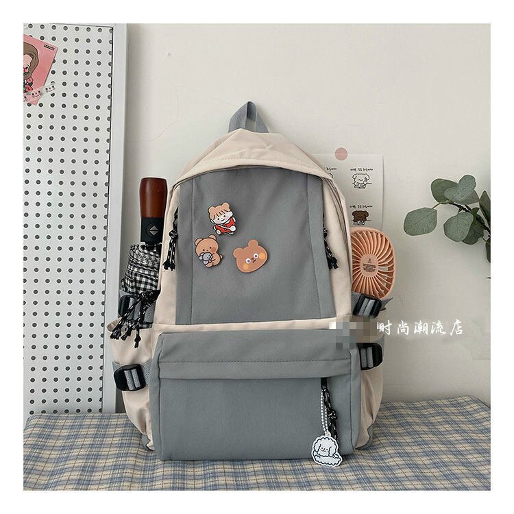 Schoolbag Female Students Korean Versatile Backpack Campus Harajuku Multifunctional Backpacks Mochila Mujer: Blue