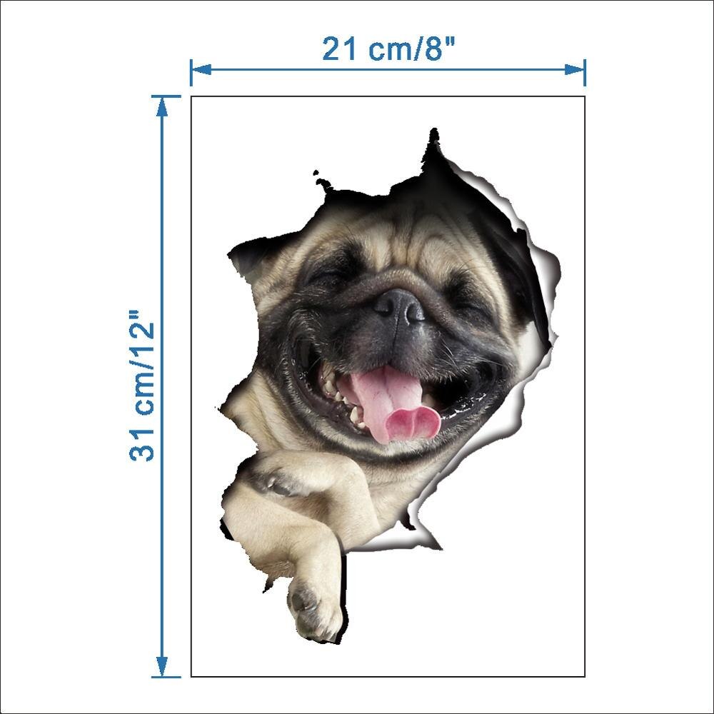Kat Levendige 3D Vernield Schakelaar Muursticker Badkamer Wc Kicthen Decoratieve Decals Grappige Dieren Decor Poster Pvc Muurschilderingen: Dog