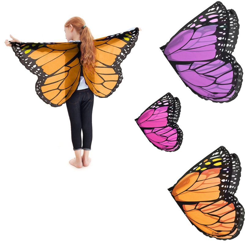 Eventyr prinsesse cosplay kostyme sommerfuglvinger sjal kappe stjal barn gutter jenter skjerf wrap tilbehør