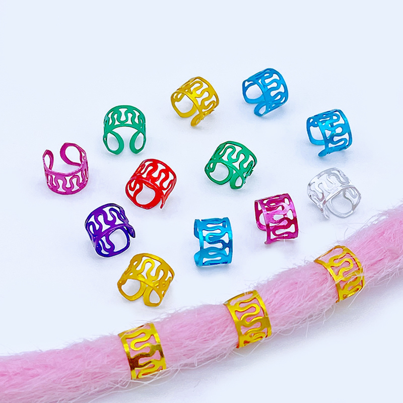 Anillos de oro y plata para trenzas, joyería para trenzas, cuentas de tubo de Rastas, puños trenzados ajustables, estilo de cabello hueco, 90 piezas, 30 piezas: Blanco puro