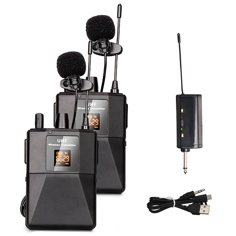 Kabelloses Lavalier-Mikrofon-Headset-Mikrofon mit Absender, Empfänger, LED-Anzeige, Taschensender für Höhle Unterricht von Live-Auftritten: Kakifarbig