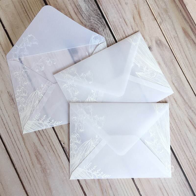 20pc/set Blank Envelope Sulfuric Acid Paper Leaves Plant Pattern Envelope for Postcard Kid Birthday Card Stationery 14x19cm