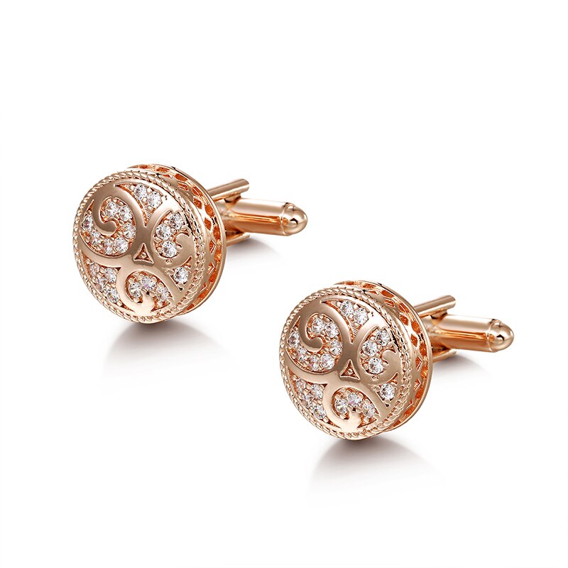 Weimanjingdian Prachtige Ronde Vorm Zirconia Cz Crystal Manchetknopen Voor Mannen In Wit Goud Rose Goud Kleuren