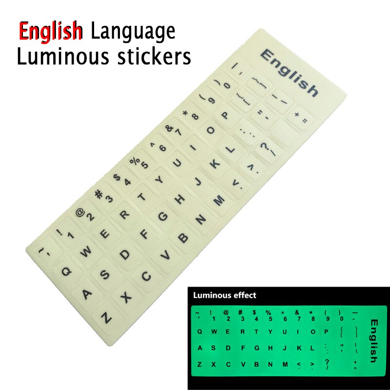 SR Luminous Italian Arabic Korean German Spanish French Japanese English Hebrew THAI Language Keyboard Stickers Cover Skins: English 47 Luminous