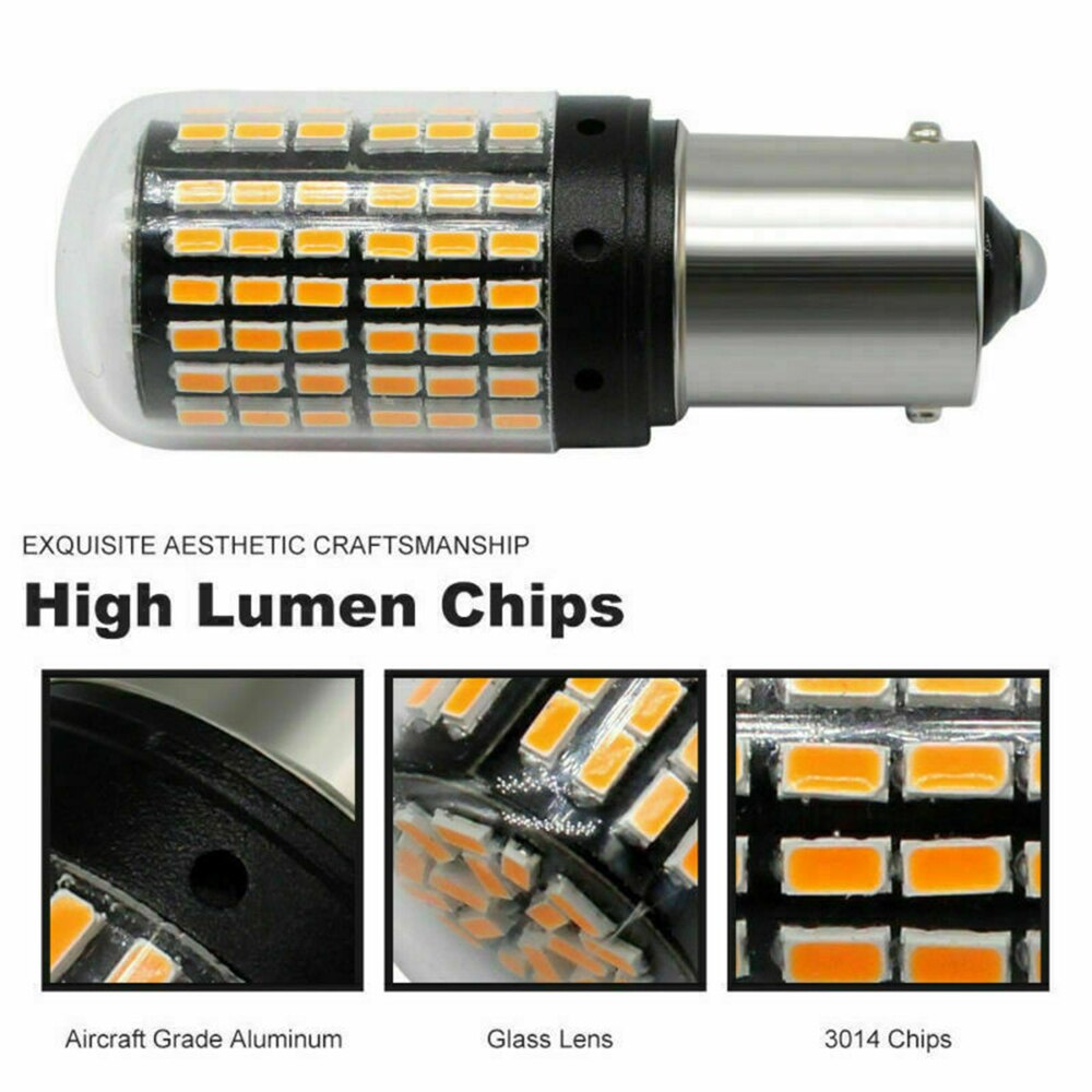 1156 BA15S 3014 144SMD Richtingaanwijzer Amber Lamp Foutloze Exterieur