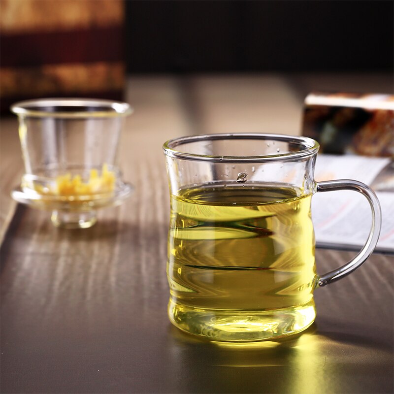 Freies drei teiliges einstellen für eine tasse, wärme reisistant glas gongfu sieb Filter Tee tassen