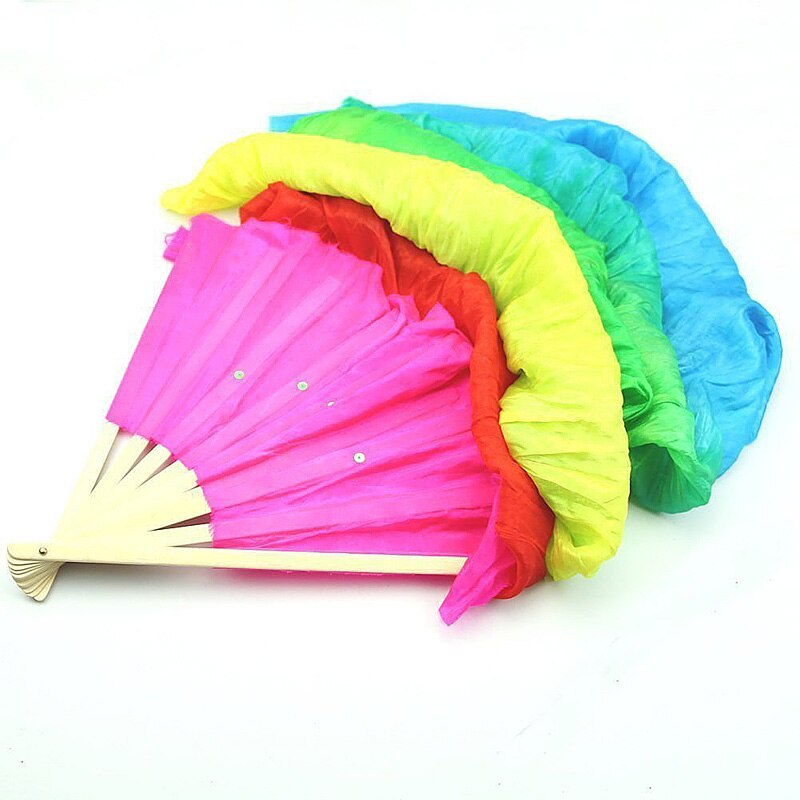 Abanicos del baile largos con degradado de rayas horizontales, tela de imitación, B2Cshop