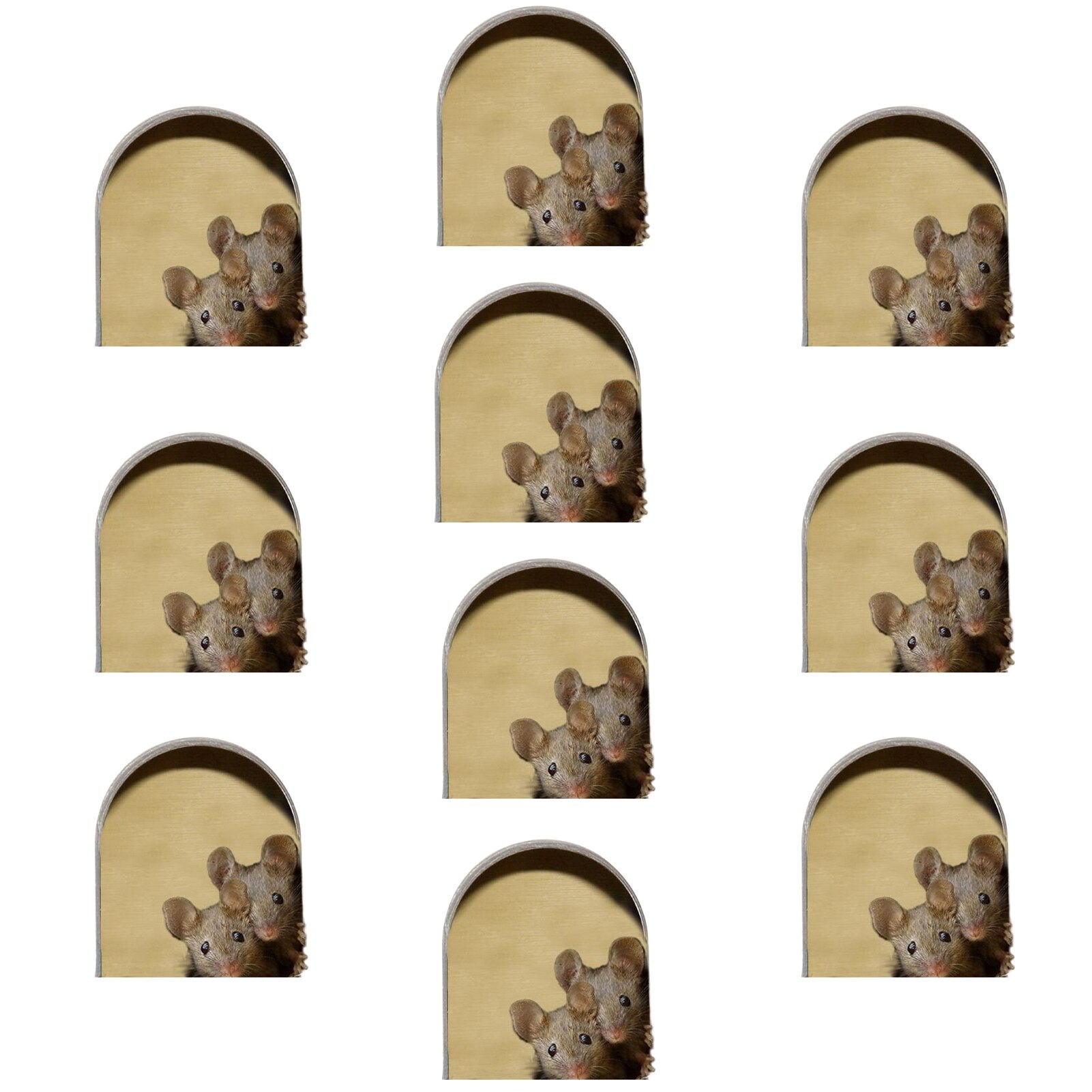 10PCS Miniature Mouse Hole Decal 3D Movable Wall Sticker