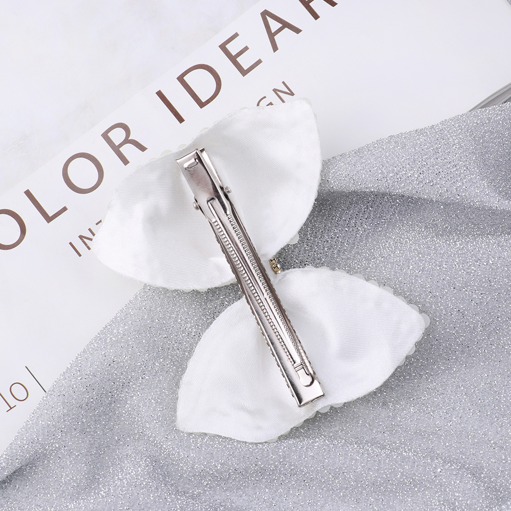 Pince à cheveux perle blanche pour filles | 1 pièce, avec couches de Boutique en strass, nœuds centraux, épingles à cheveux, accessoires pour cheveux