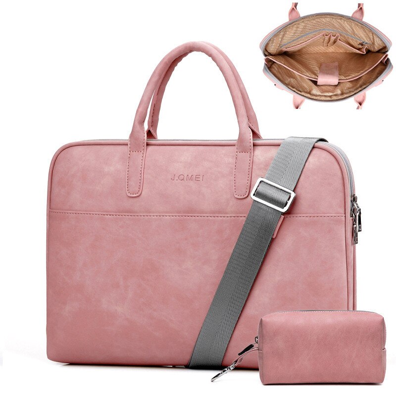 Bolso de mano de cuero para hombre y mujer, maletín para ordenador portátil de 17 pulgadas y 17,3 pulgadas, a la , sencillo y bonito: pink upgrade power