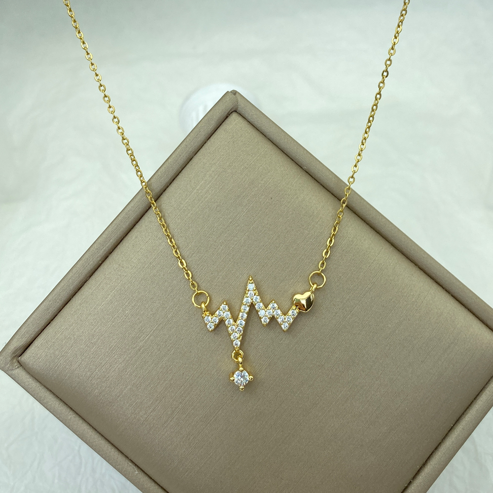 Gold Color Stainless Steel Necklace for Women Style Butterfly Jewlry Green Water Copper Pendant Zircon Pearl Cross Butterly