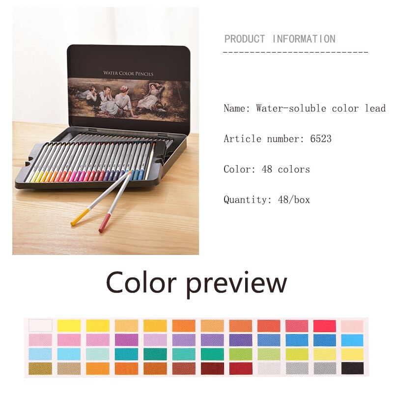 24/36/48/72 Water Oplosbare Kleur Potlood Vulling Kleur Potlood Verf, school Geschilderde Artikelen, Briefpapier: 48 Colors